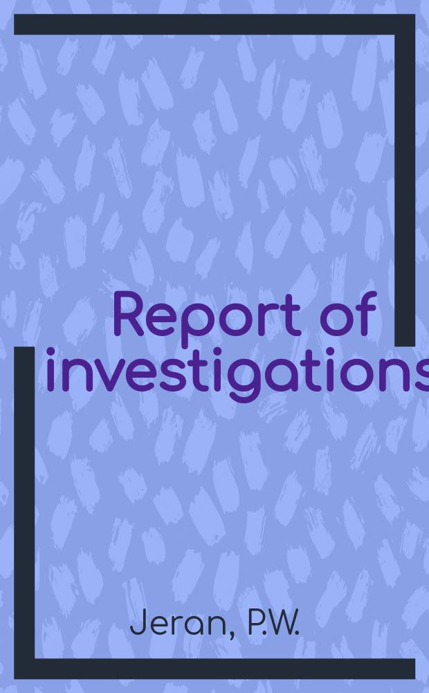Report of investigations : Subsidence over the end ...