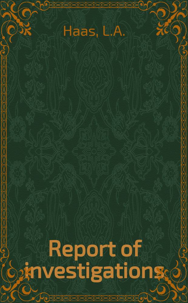 Report of investigations : Influence of reducing conditions on ...