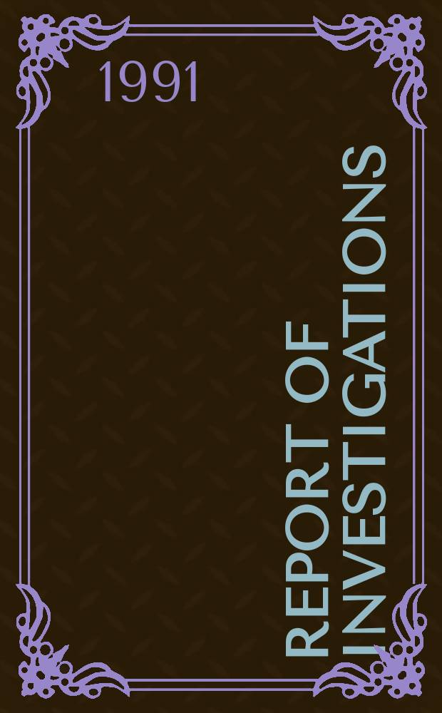 Report of investigations : Solubility of lead and distribution ...