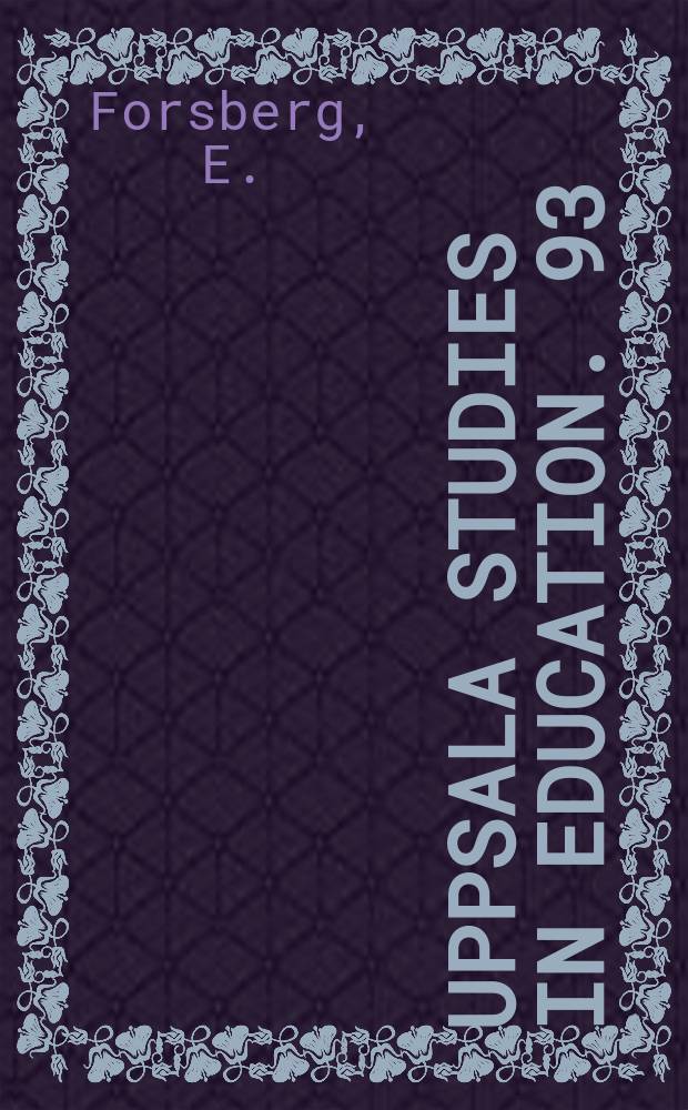 Uppsala studies in education. 93 : Elevinflytandets många ansikten