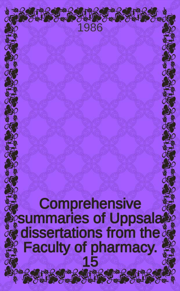 Comprehensive summaries of Uppsala dissertations from the Faculty of pharmacy. 15 : Methodological studies on the evaluation ...