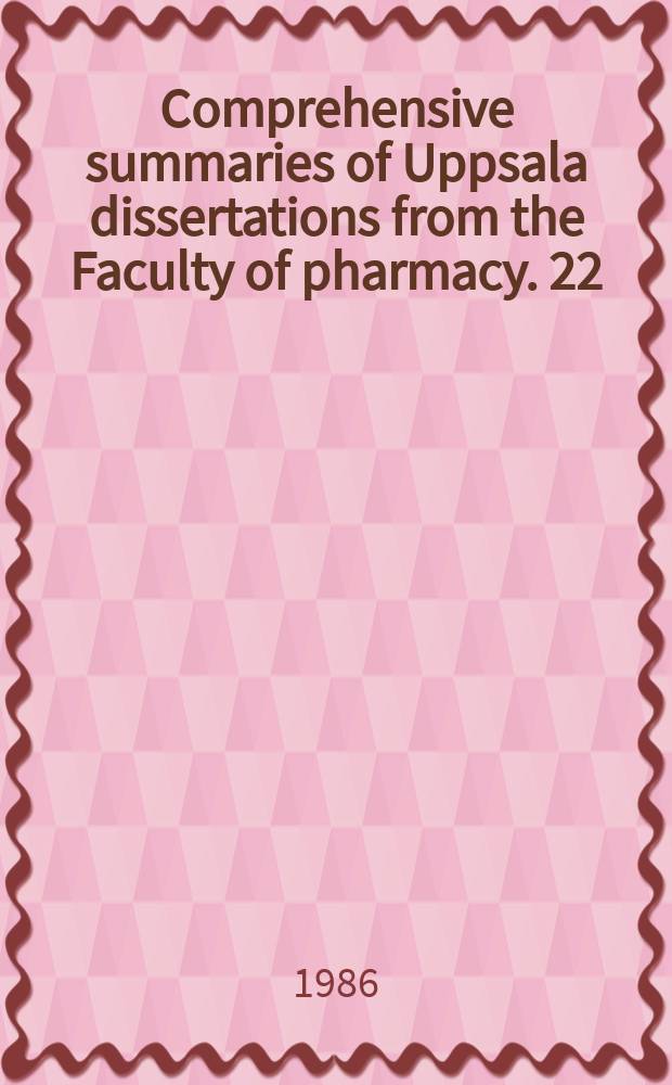 Comprehensive summaries of Uppsala dissertations from the Faculty of pharmacy. 22 : Liquid chromatographic systems ...