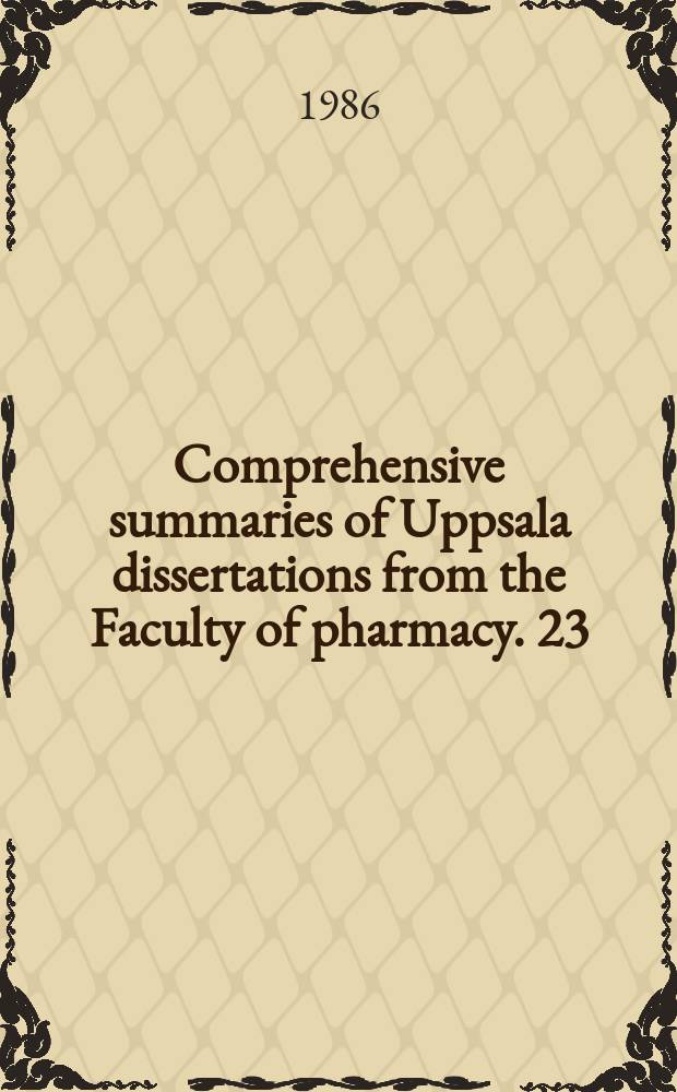 Comprehensive summaries of Uppsala dissertations from the Faculty of pharmacy. 23 : Synthetic and structural studies ...