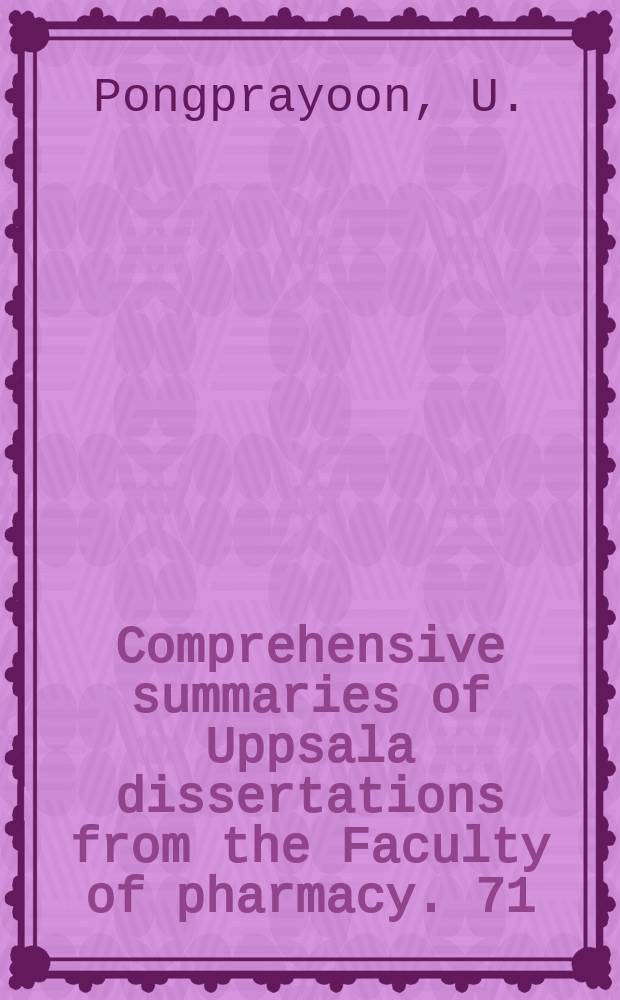 Comprehensive summaries of Uppsala dissertations from the Faculty of pharmacy. 71 : Pharmacognostic studies on the Thai ...