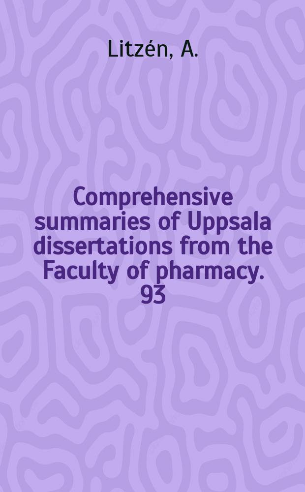 Comprehensive summaries of Uppsala dissertations from the Faculty of pharmacy. 93 : Asymmetrical flow field - flow fractionation