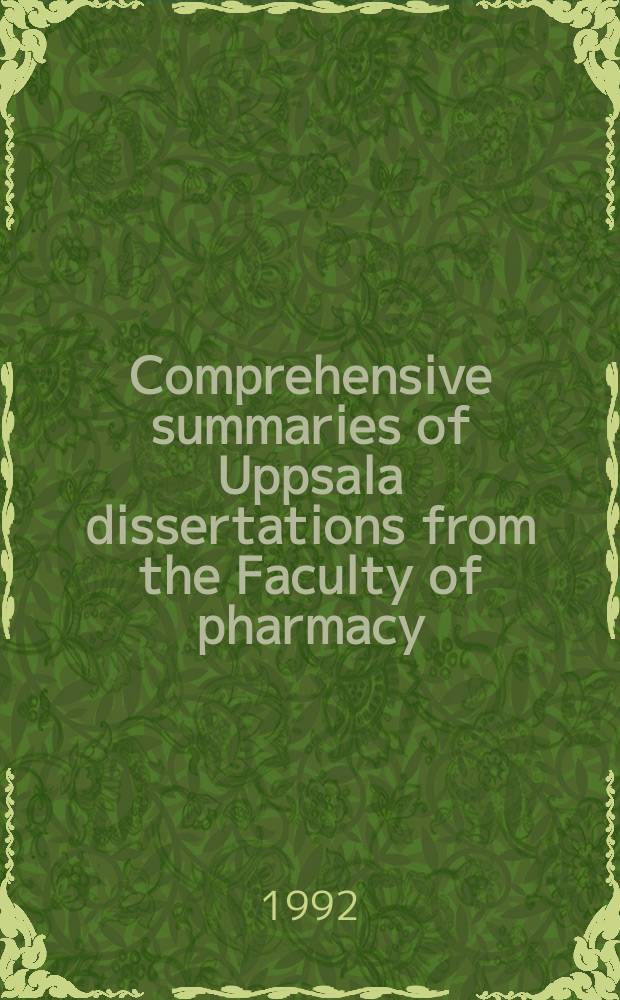 Comprehensive summaries of Uppsala dissertations from the Faculty of pharmacy : Serotonergic arylcyclo propylamines