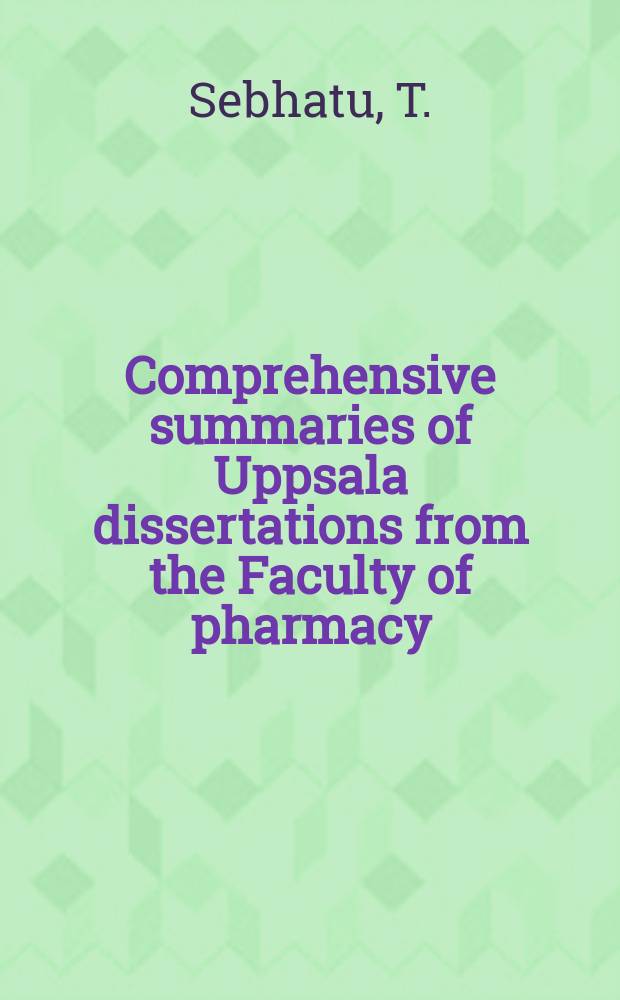 Comprehensive summaries of Uppsala dissertations from the Faculty of pharmacy : Pharmaceutically important properties ...