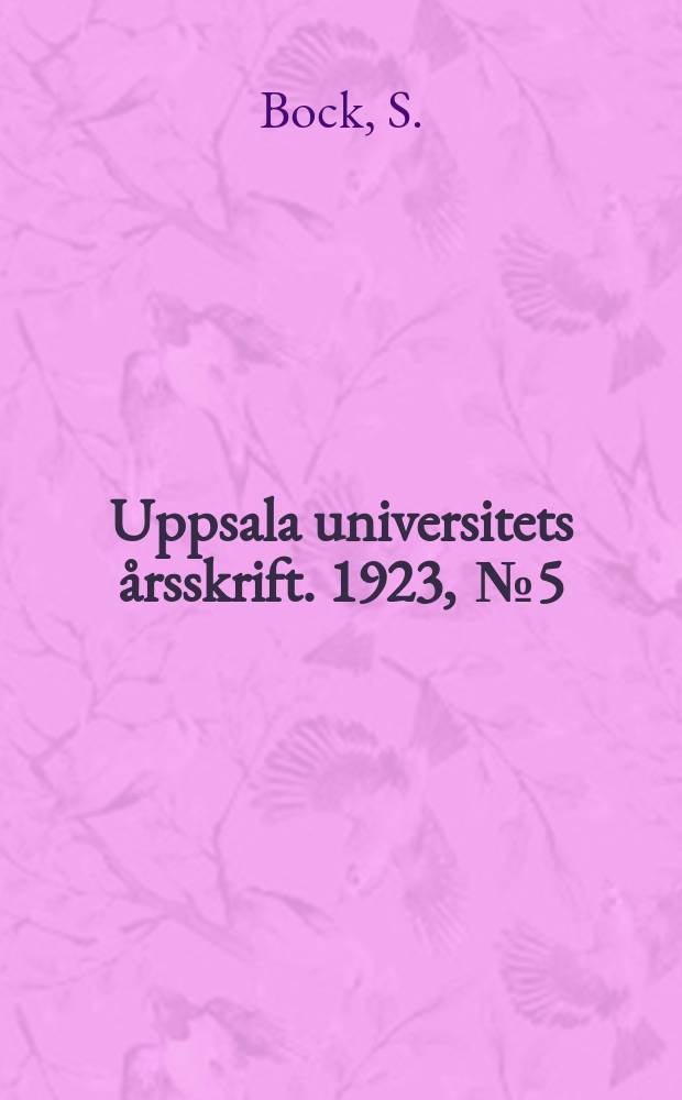 Uppsala universitets årsskrift. 1923, [№5] : Eine neue Marine Turbellariengattung aus Japan