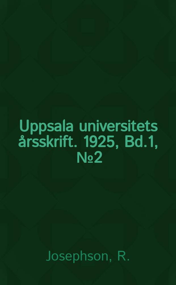 Uppsala universitets årsskrift. 1925, Bd.1, [№2] : Apollotemplet Versailles