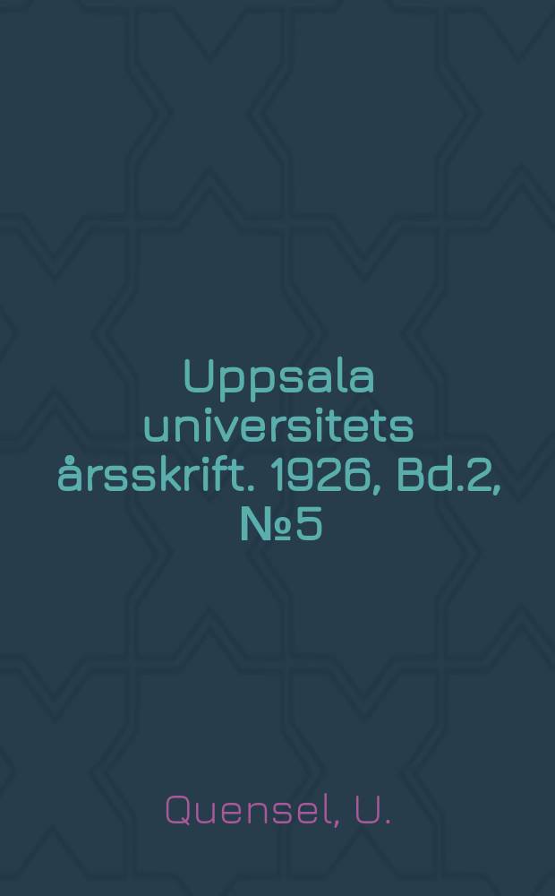 Uppsala universitets årsskrift. 1926, Bd.2, [№5] : Några anteckningar om sjukvårdsanstalternas i Uppsala historia