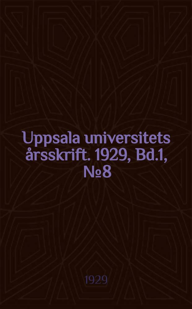Uppsala universitets årsskrift. 1929, Bd.1, [№8] : Das magistratische Ius in seinem Zusammenhang mit dem römischen Sakralrechte