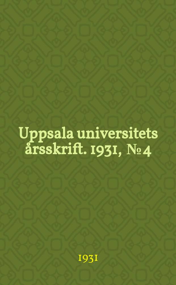 Uppsala universitets årsskrift. 1931, [№4] : Studien zur Bedeutung der Präposition apud