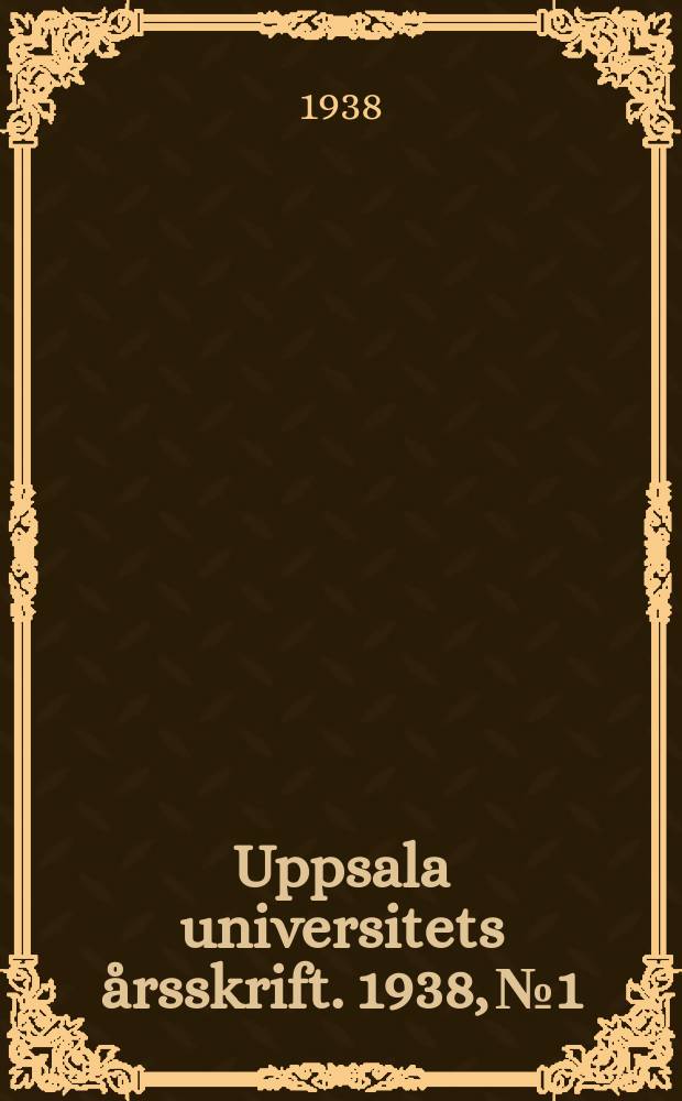 Uppsala universitets årsskrift. 1938, №1 : Om reformatio in pejus i brottmål