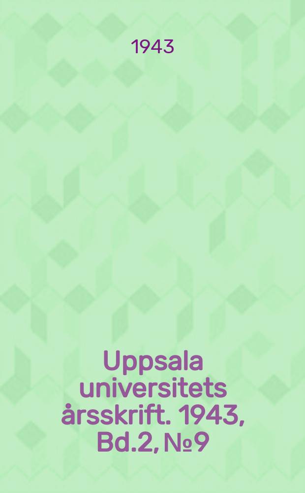Uppsala universitets årsskrift. 1943, Bd.2, №9 : Syntaktische Forschungen