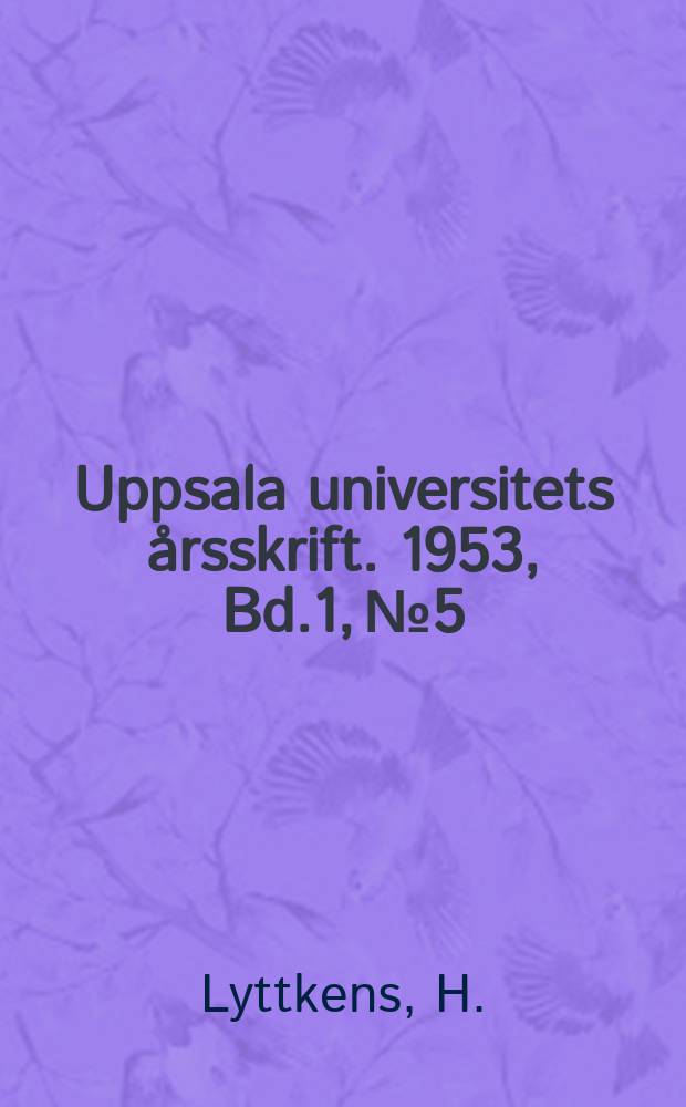 Uppsala universitets &aring;rsskrift. 1953, Bd.1, №5 : The analogy between God and the world