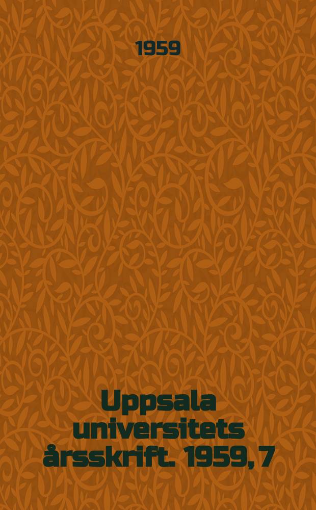 Uppsala universitets årsskrift. 1959, 7 : Physical and functional aspects of speech sounds