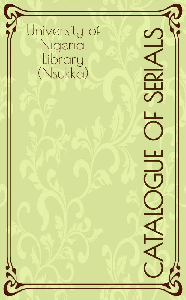 Catalogue of serials