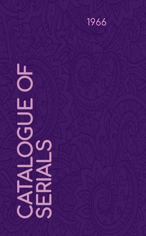Catalogue of serials