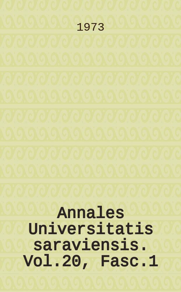 Annales Universitatis saraviensis. Vol.20, Fasc.1 : Untersuchungen über den Zusammenhang...