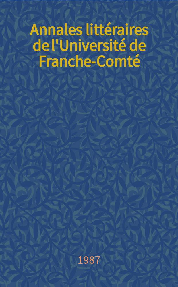 Annales littéraires de l'Université de Franche-Comté : A la découverte des paysages sonores des langues
