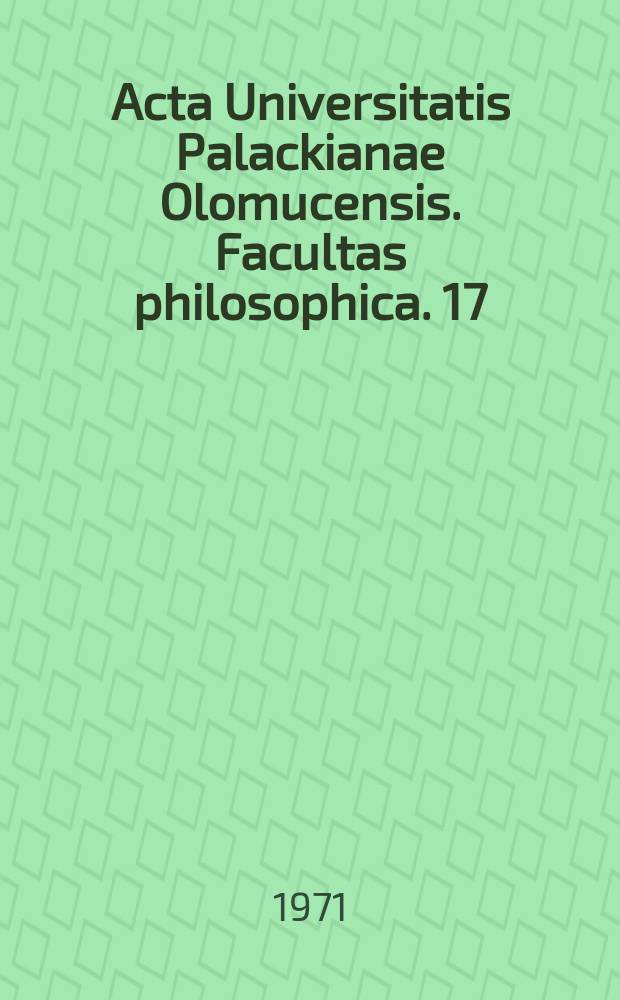 Acta Universitatis Palackianae Olomucensis. Facultas philosophica. 17 : Hospodářské poměry z sociální a třídní diferenciace...