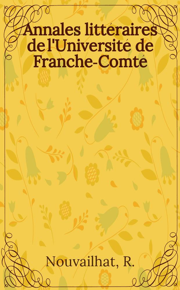 Annales littéraires de l'Université de Franche-Comté : Saints et patrons