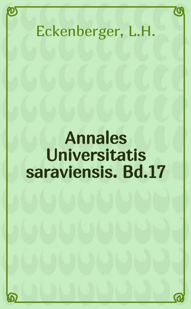 Annales Universitatis saraviensis. Bd.17 : Konstruktion und Rekonstruktion...
