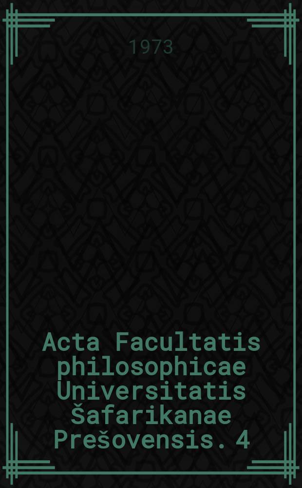Acta Facultatis philosophicae Universitatis Šafarikanae Prešovensis. 4 : Komparatistika a genólogia