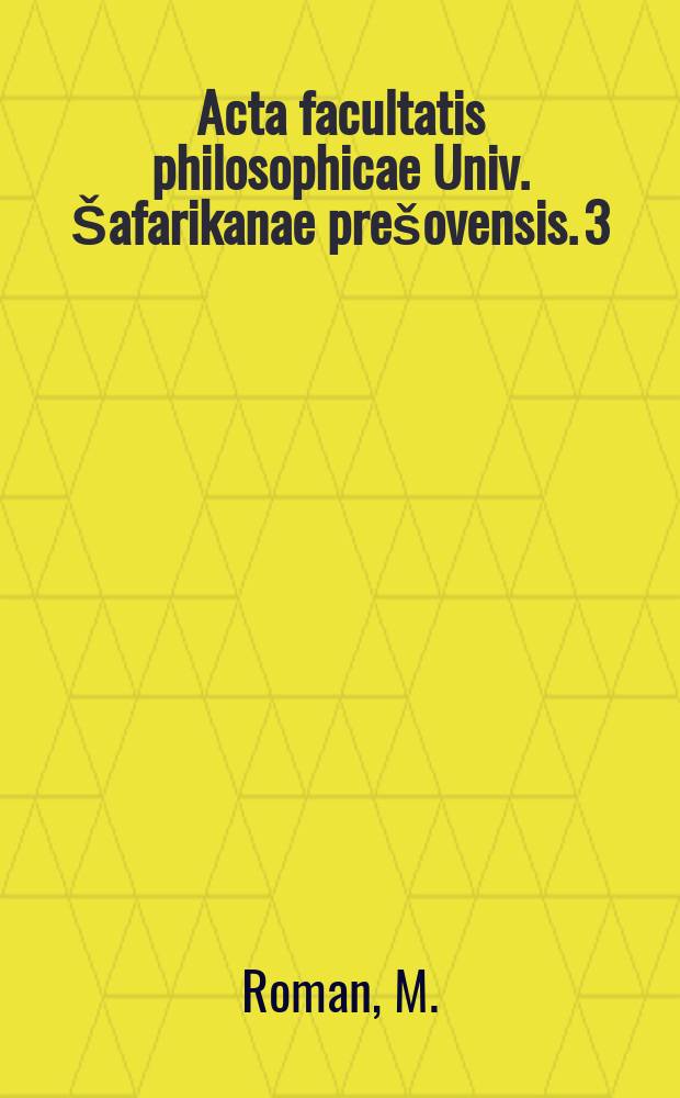 Acta facultatis philosophicae Univ. Šafarikanae prešovensis. 3 : Slovenské preklady z ruskej sovietskej literatúry v rokoch 1920-1940