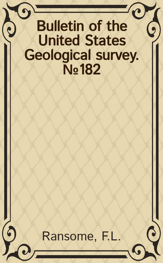 Bulletin of the United States Geological survey. №182 : A report on the economic geology of the Silverton quadrangle , Colorado