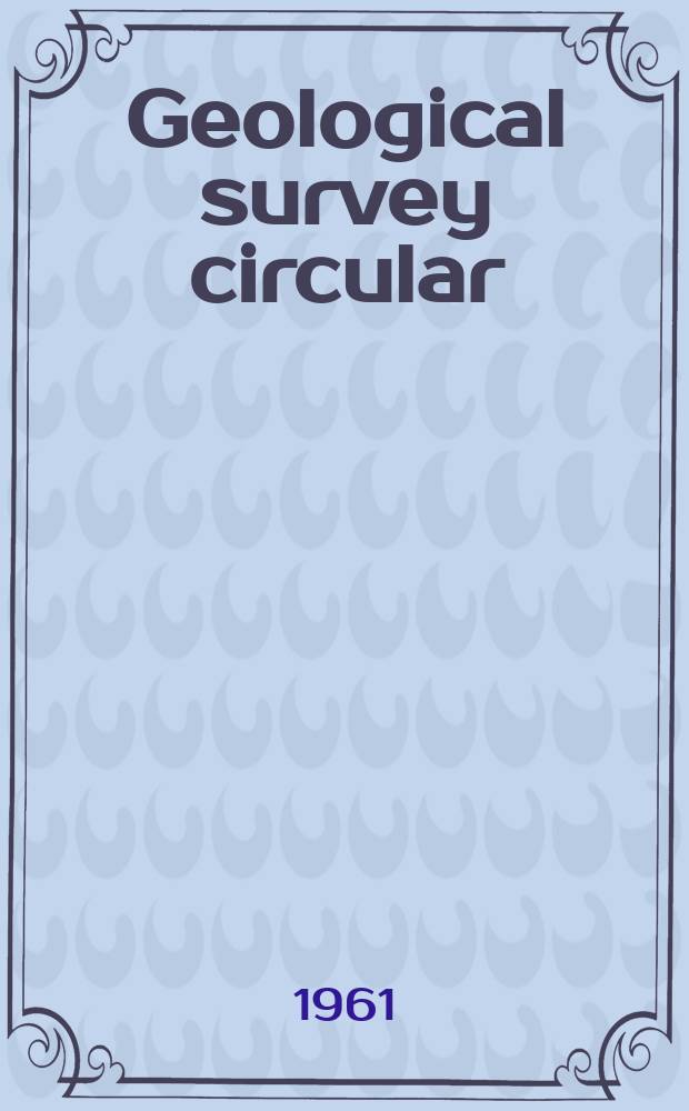 Geological survey circular : Occurence of minor elements in water