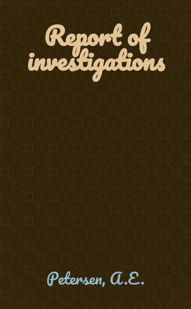 Report of investigations : Production of titanium dioxide ...