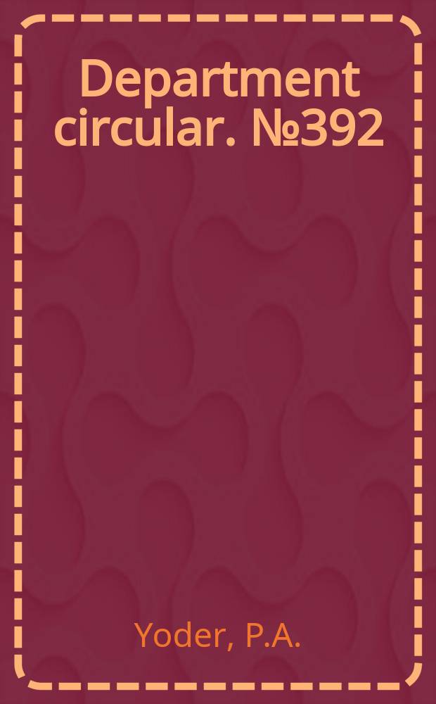 Department circular. №392 : Rare cases of mosaic disease in highly resistant varieties of sugar cane