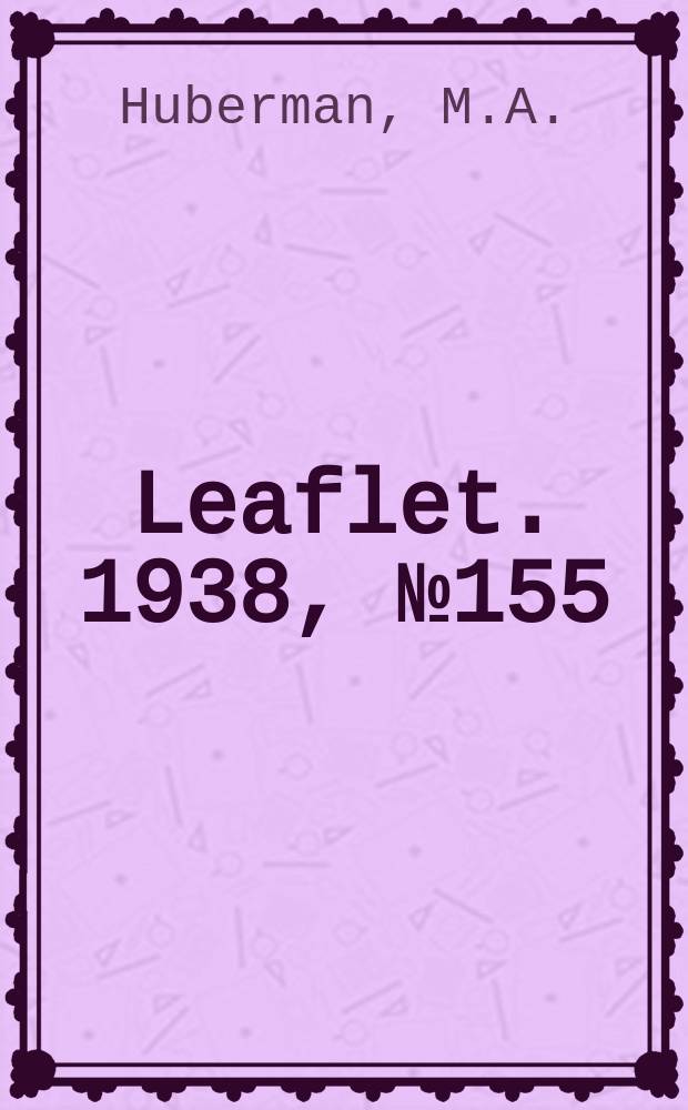 Leaflet. 1938, №155 : Growing nursery stock of southern pines