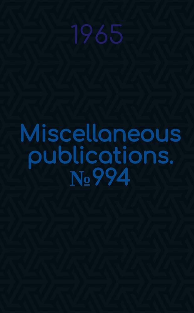 Miscellaneous publications. №994 : Hydrologic data for experimental agricultural watersheds in the United States 1960-61