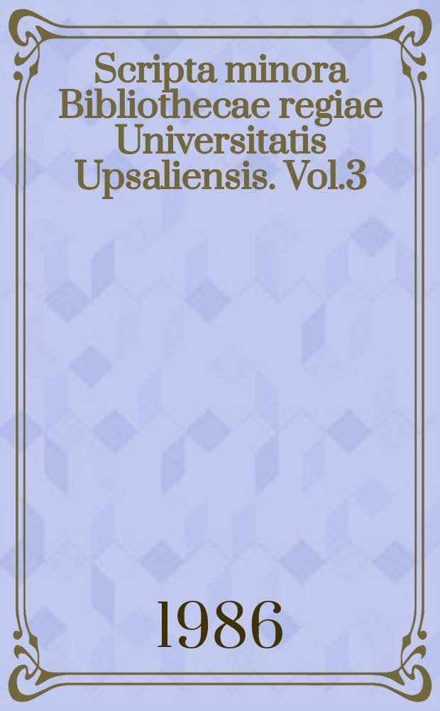 Scripta minora Bibliothecae regiae Universitatis Upsaliensis. Vol.3 : Resa med Jenny Lind