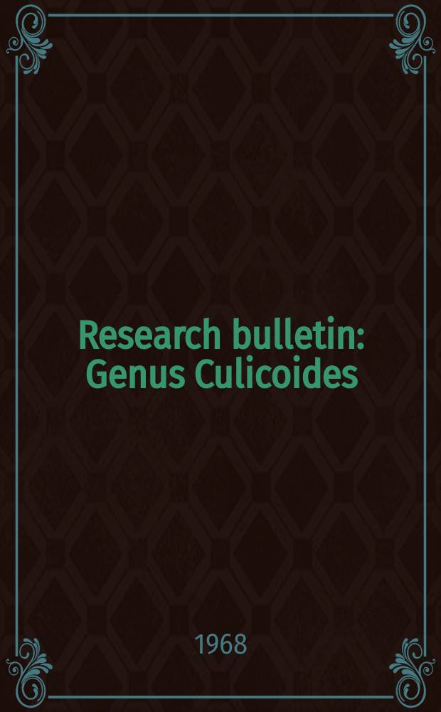 Research bulletin : Genus Culicoides (diptera - ceratopogonidae) in Central Missouri