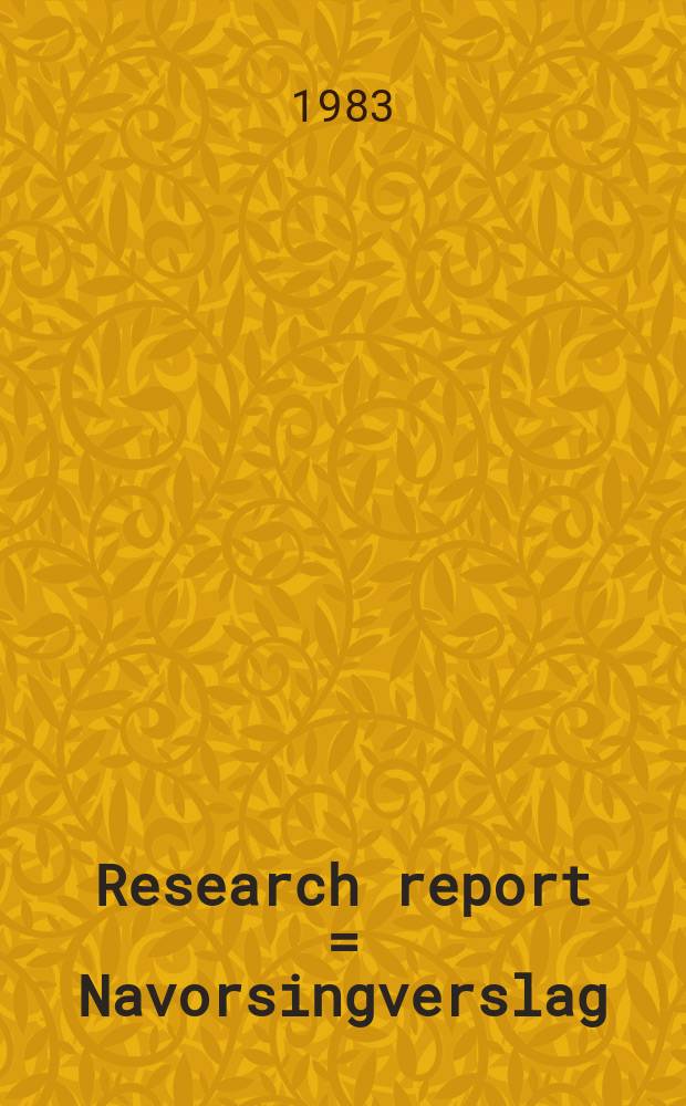 Research report = Navorsingverslag