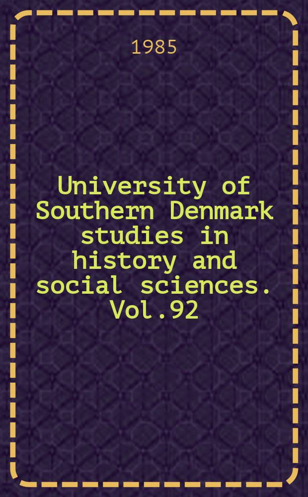 University of Southern Denmark studies in history and social sciences. Vol.92 : Fynsk landbrugs vilkar 1682