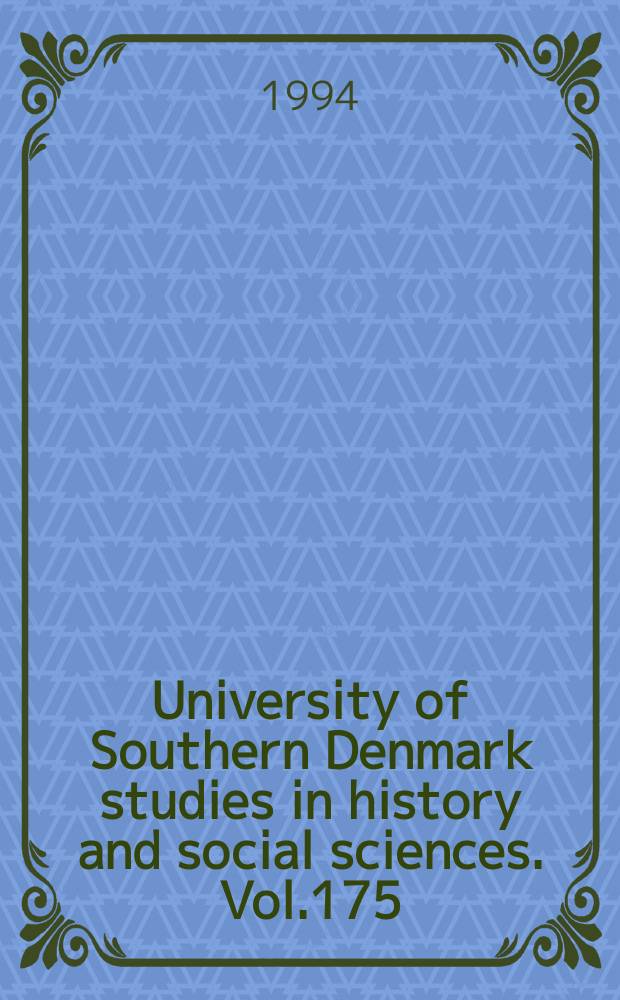 University of Southern Denmark studies in history and social sciences. Vol.175 : Det danske mindretal
