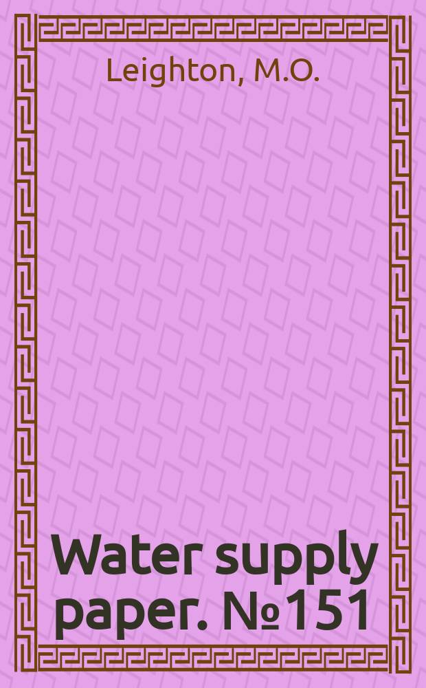 Water supply paper. №151 : Field assay of water