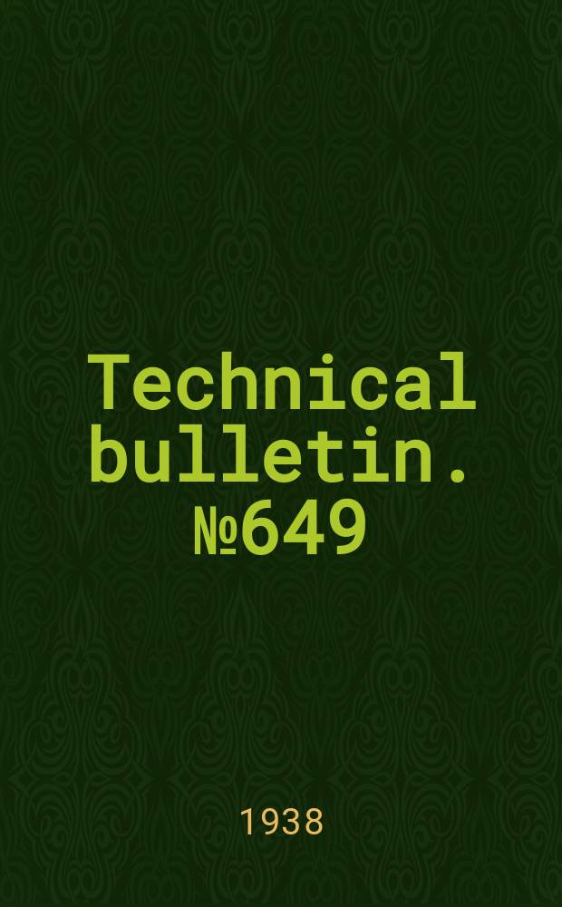 Technical bulletin. №649 : Relative values for milk production of hay and silage made from immature pasture herbage