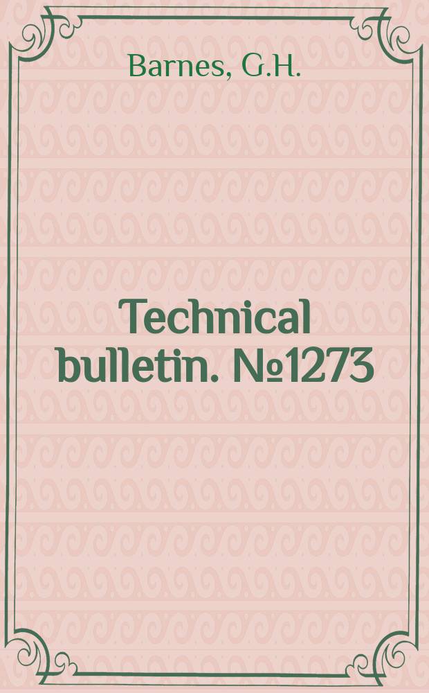 Technical bulletin. №1273 : Yeld of even - aged stands of western Hemlock