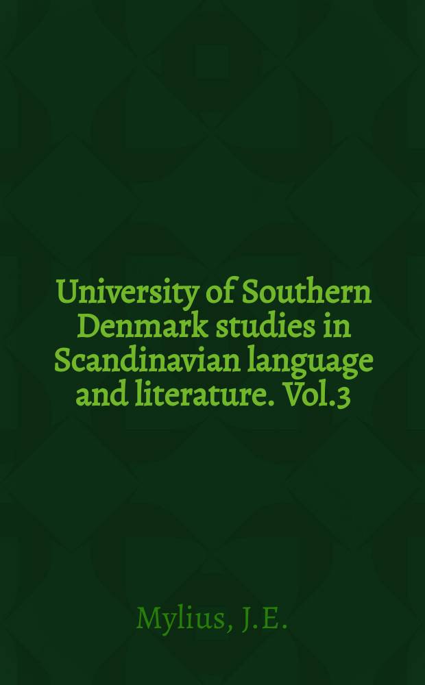 University of Southern Denmark studies in Scandinavian language and literature. Vol.3 : Sigurd Hoel - befrieren i fugleham