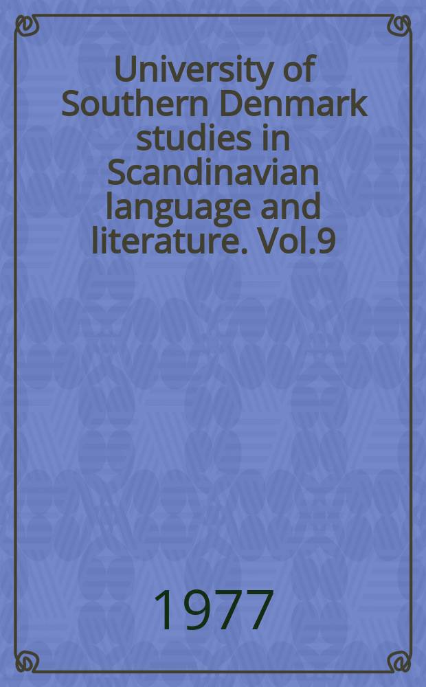 University of Southern Denmark studies in Scandinavian language and literature. Vol.9 : Kierkegaards polemiske debut