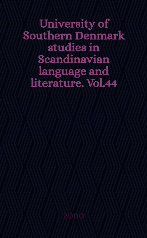University of Southern Denmark studies in Scandinavian language and literature. Vol.44 : Kom min due