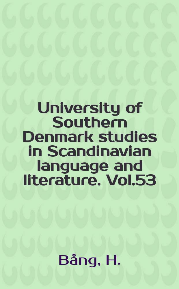University of Southern Denmark studies in Scandinavian language and literature. Vol.53 : "Paria'er"