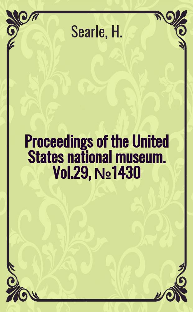 Proceedings of the United States national museum. Vol.29, №1430 : Descriptions of a new species of Livoneca from the coast of Panama