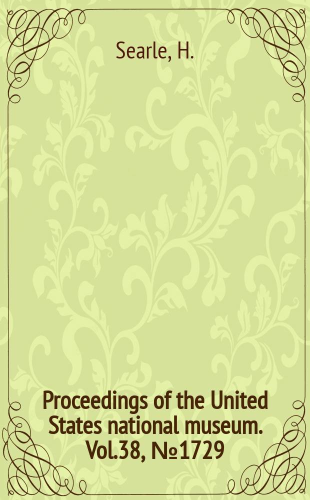 Proceedings of the United States national museum. Vol.38, №1729 : Report on isopods from Peru, collected by Dr. R.E. Coker