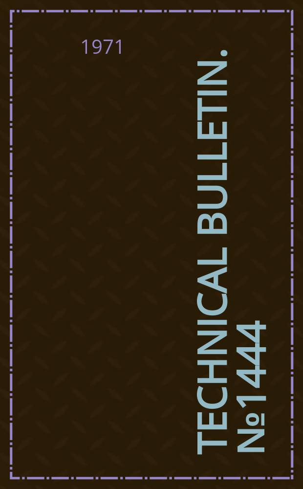 Technical bulletin. №1444 : An interregional analysis of ...